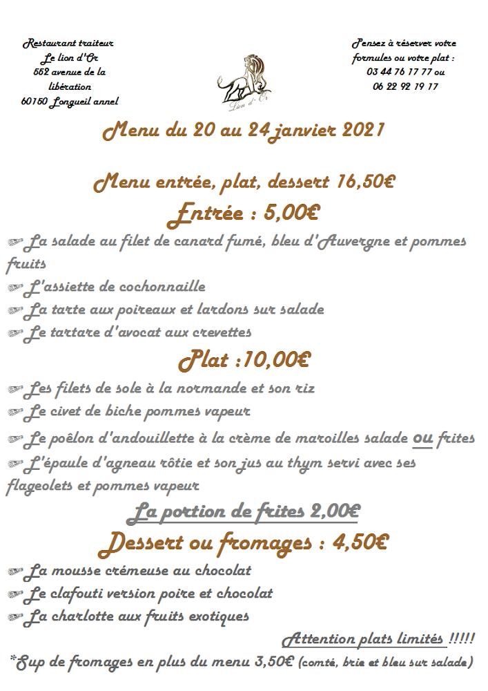 Le Lion d'Or - Menu Image 1